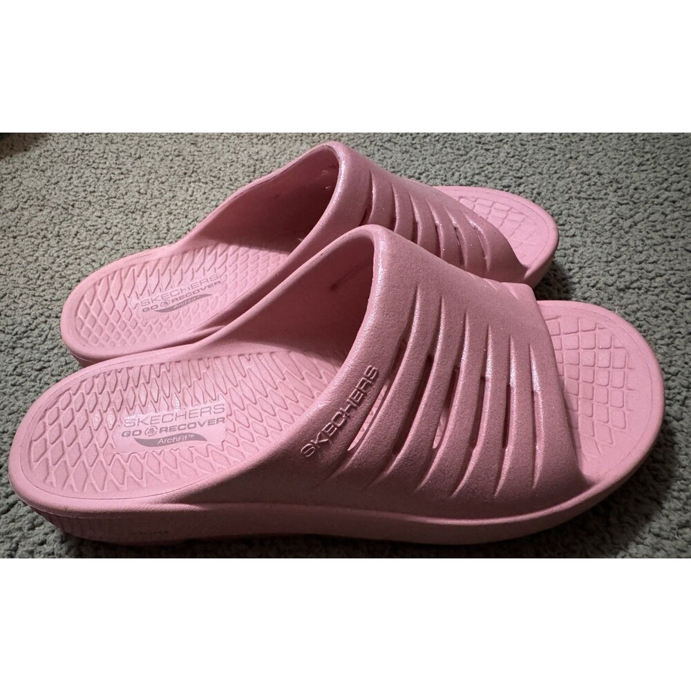 Skechers GO RECOVER Arch Fit Glitter Pink Slide Women's Sz 7 Comfort Slip On